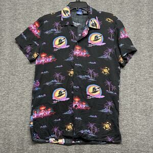 Disney Aladdin Black Rayon Short Sleeve‎ Shirt Men's XS